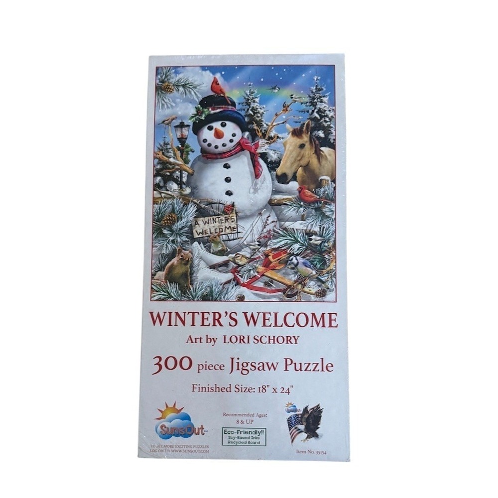SunsOut Winter's Welcome 300 Piece Jigsaw Puzzle Animals 18‎ x 24 Lori